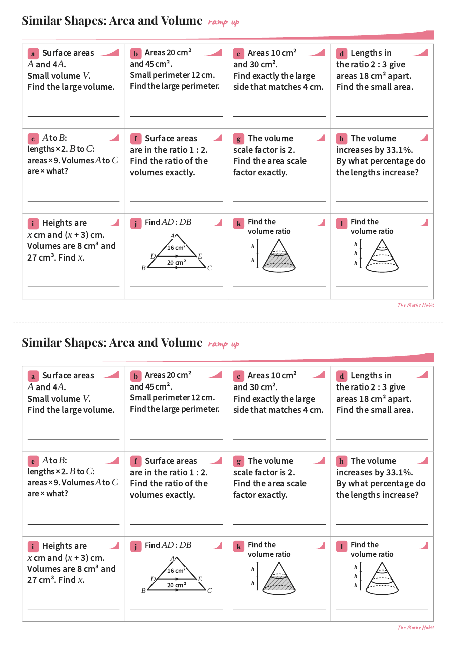 Ramp up: similar shapes, area and volume, Extend, first page