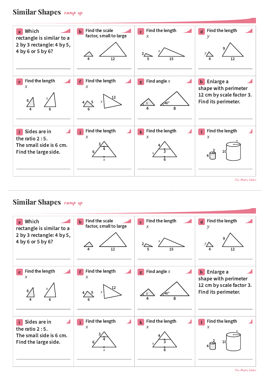 Ramp up: similar shapes, first page