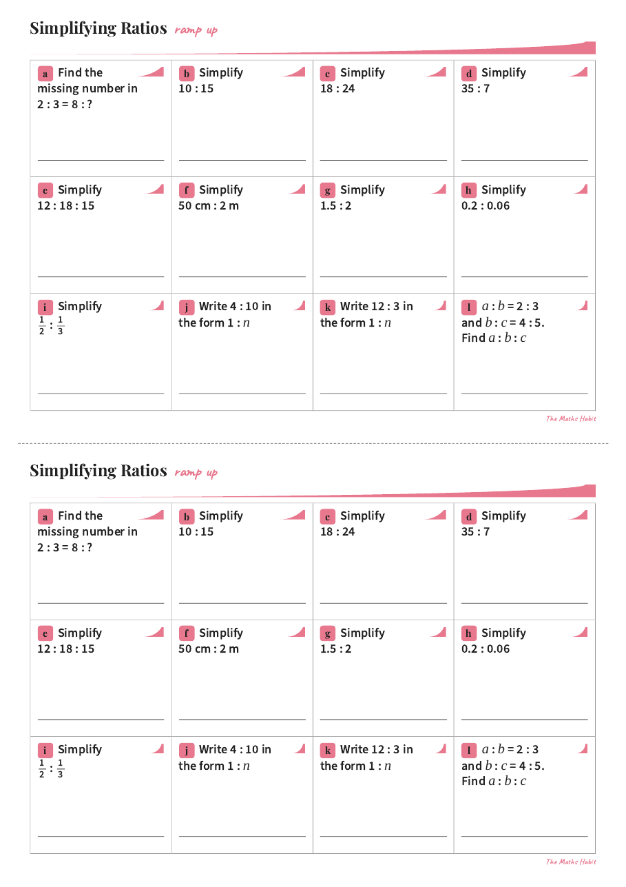 Ramp up: simplifying ratios, first page