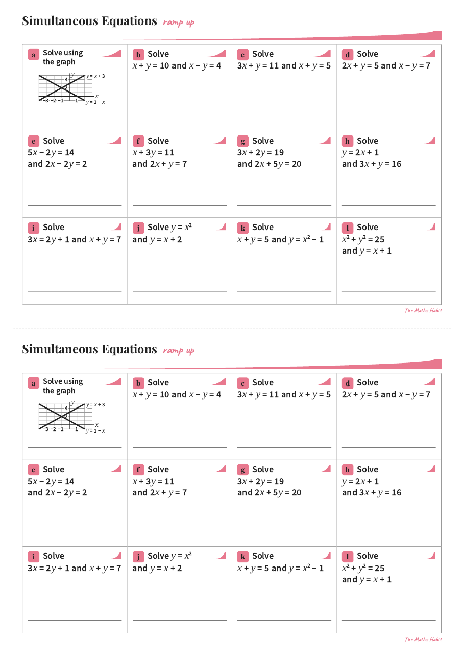 Ramp up: simultaneous equations, first page