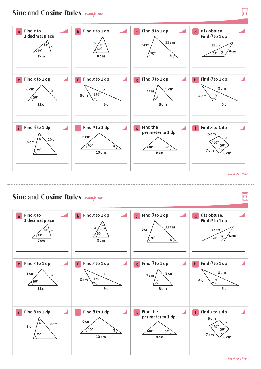 Ramp up: sine and cosine rules, first page