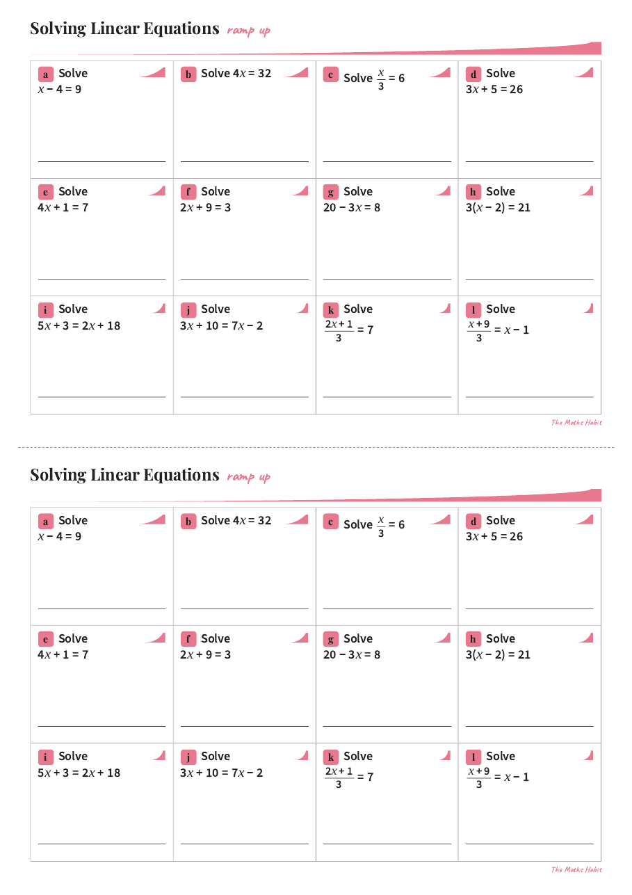 Ramp up: solving linear equations, first page
