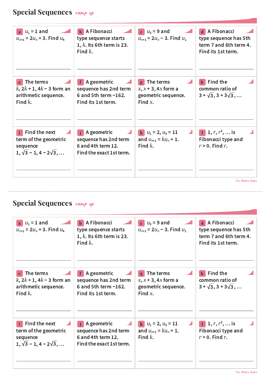Ramp up: special sequences, Extend, first page