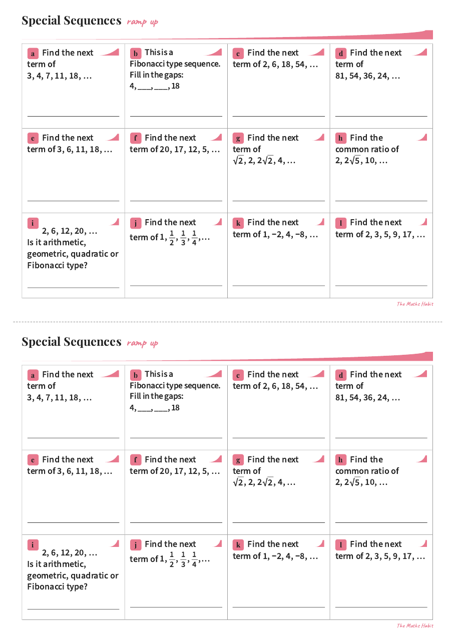 Ramp up: special sequences, first page