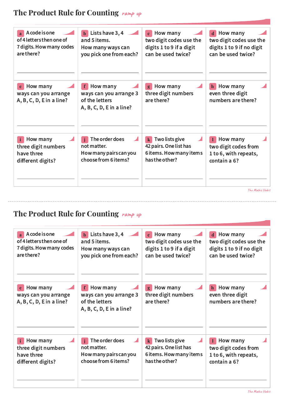 Ramp up: the product rule for counting, first page