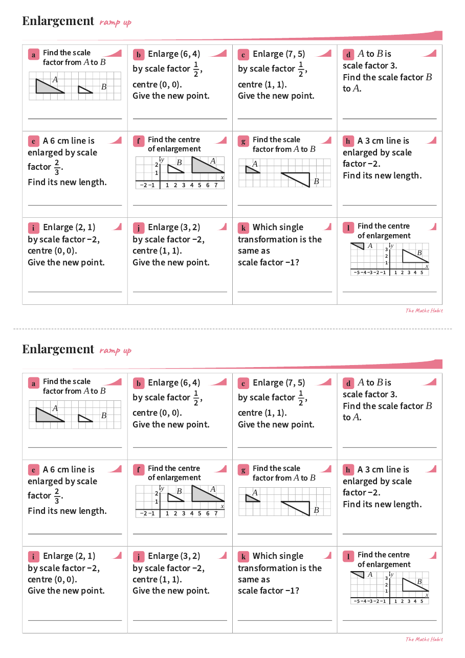 Ramp up: enlargement, fractional and negative, first page