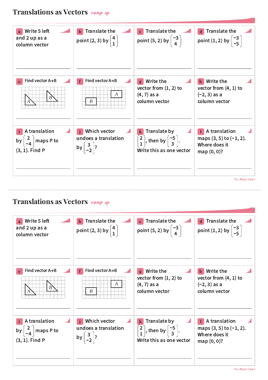 Ramp up: translations as vectors, first page