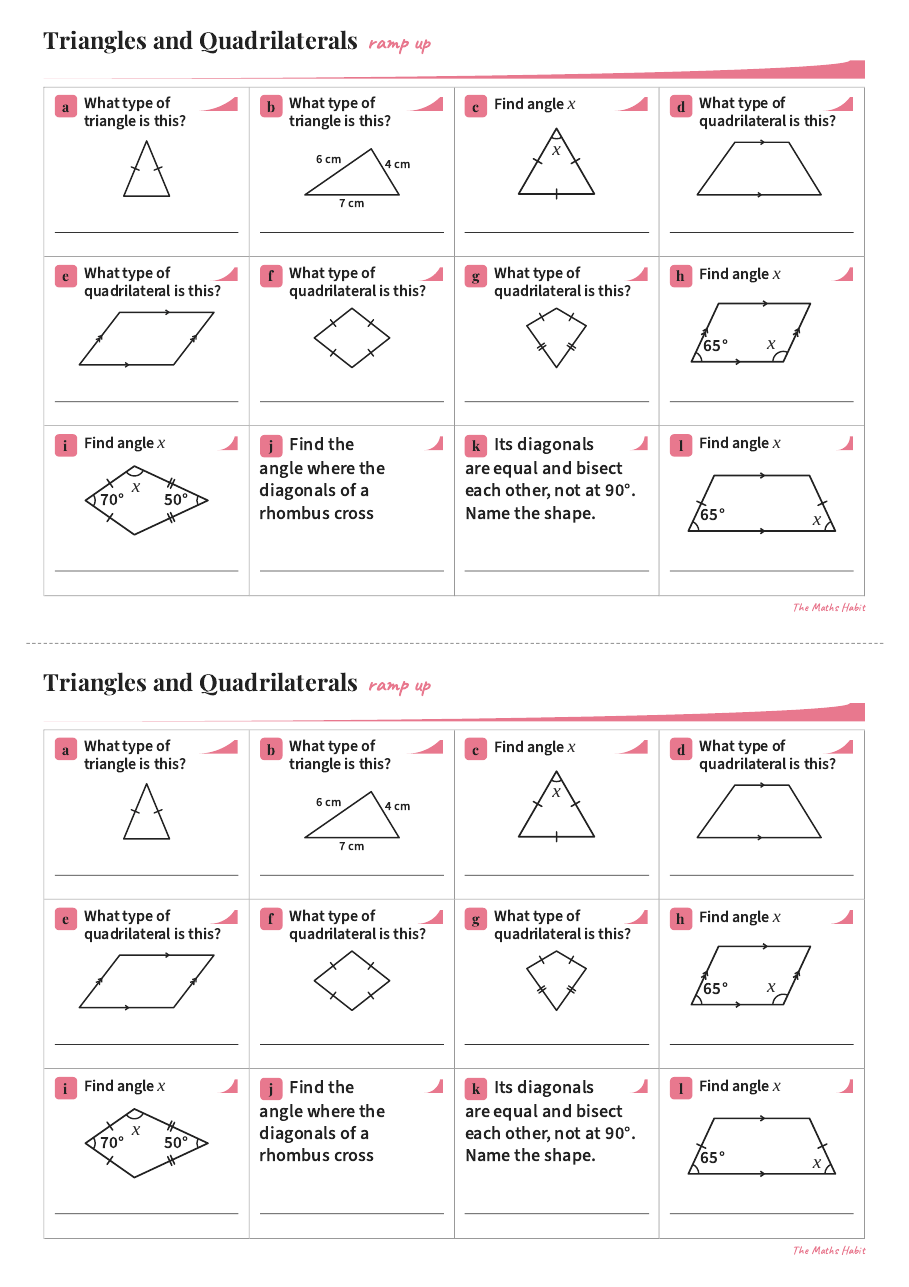 Ramp up: triangles and quadrilaterals, first page