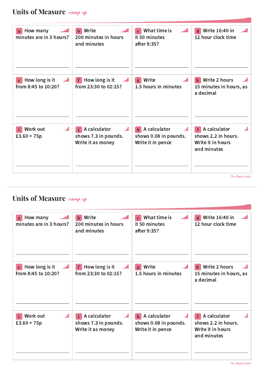 Ramp up: units of measure, first page