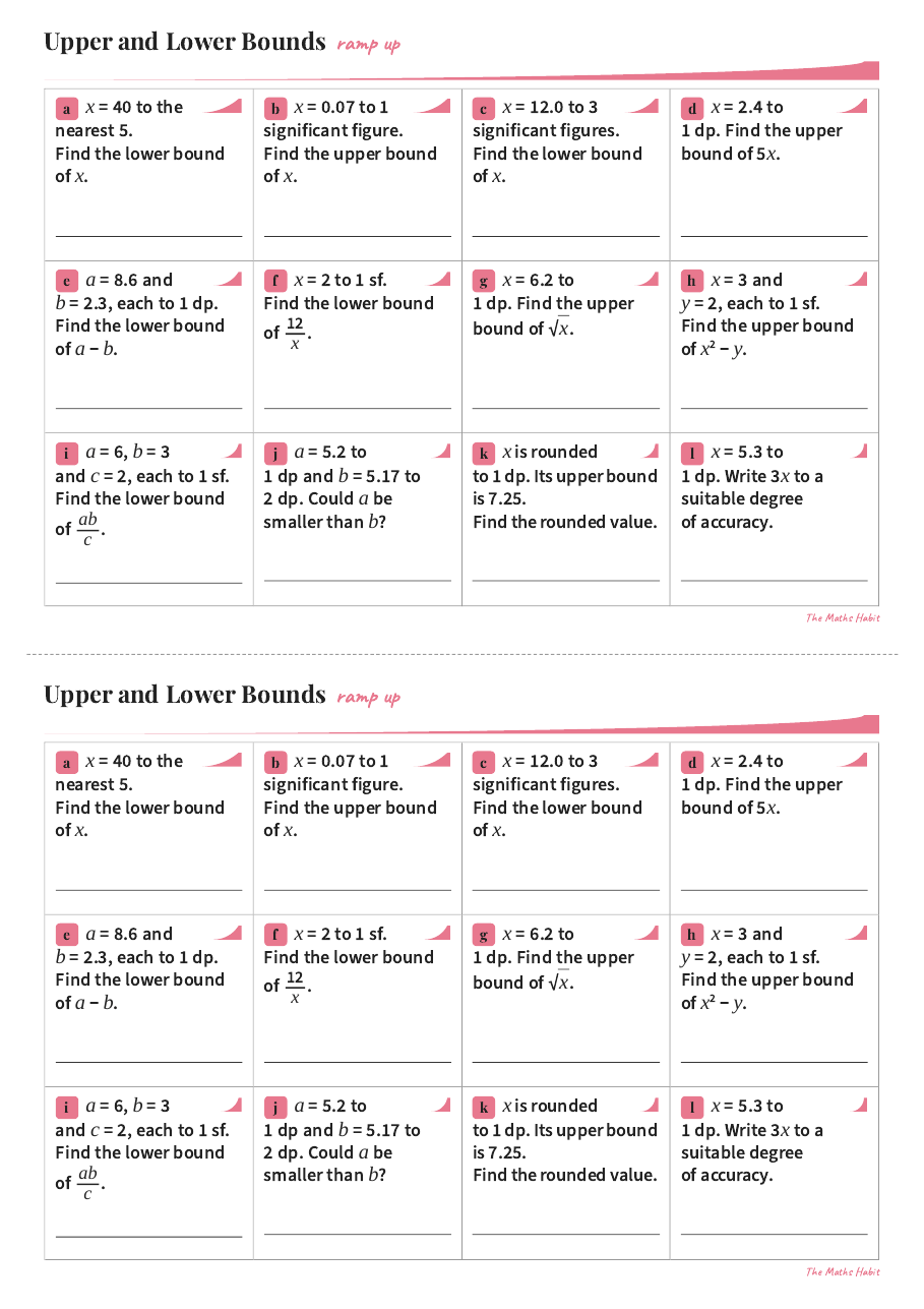 Ramp up: upper and lower bounds, Stretch, first page