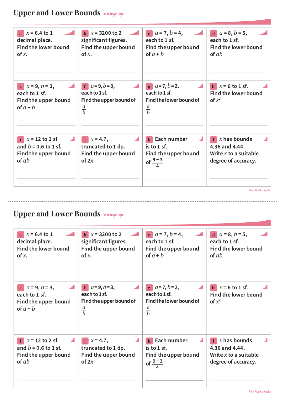 Ramp up: upper and lower bounds, first page