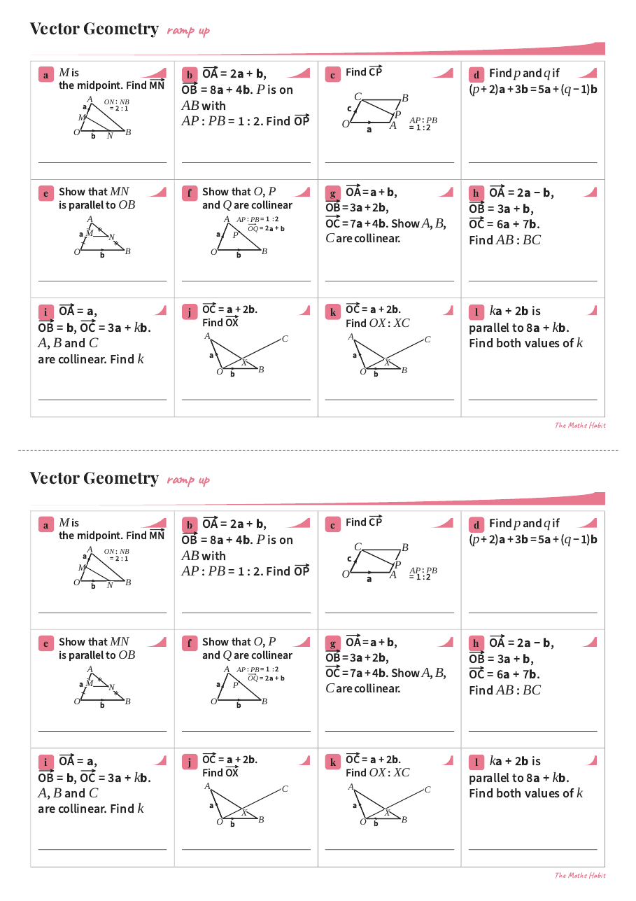Ramp up: vector geometry and proof, Extend, first page