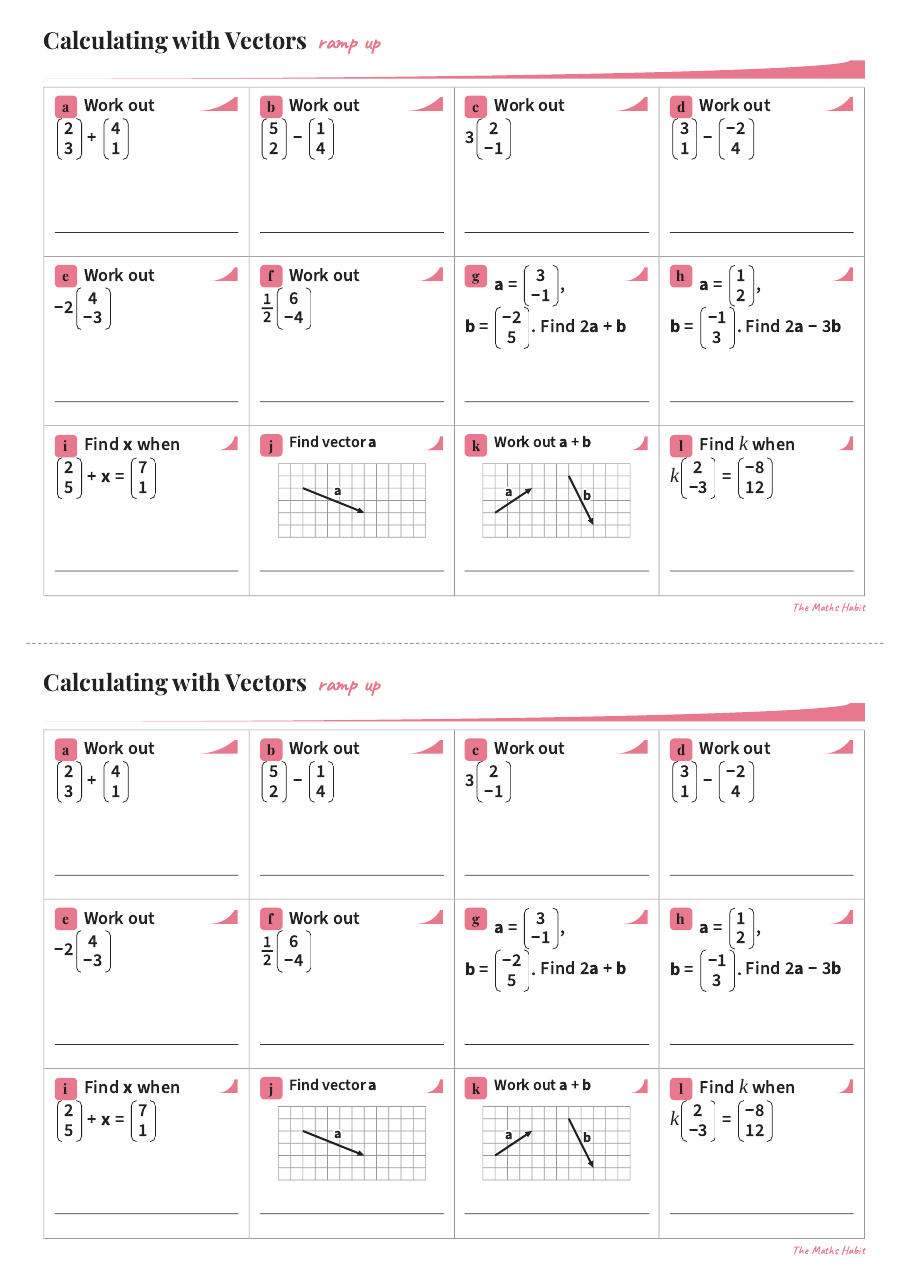 Ramp up: calculating with vectors, first page
