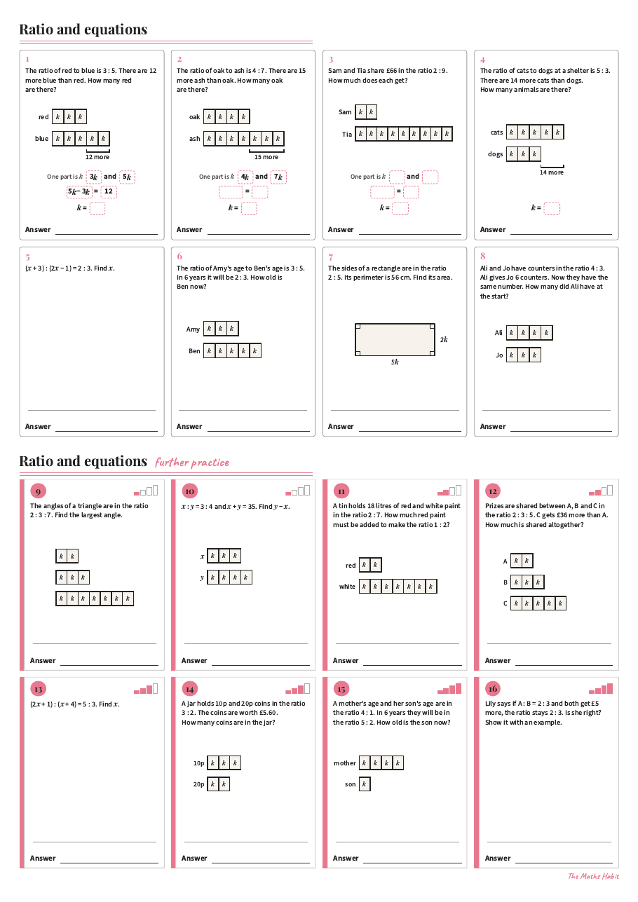 Ratio and equations, first page