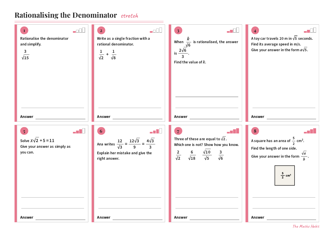 Rationalising the denominator, Stretch, first page