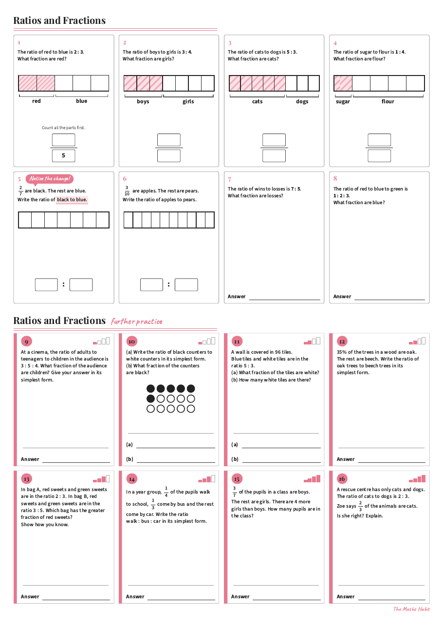 Ratios and fractions, first page