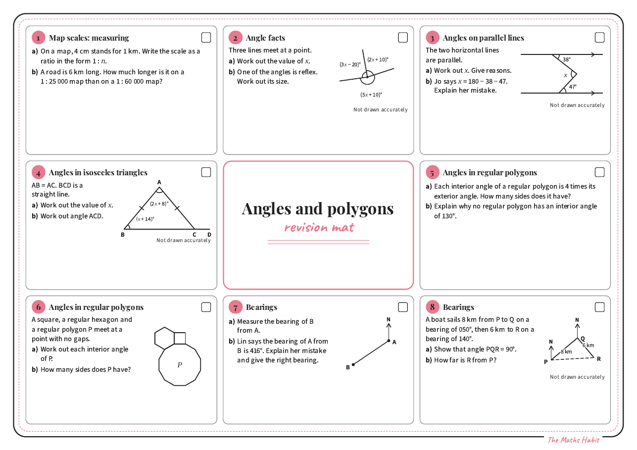Revision mat: angles and polygons, Stretch, first page