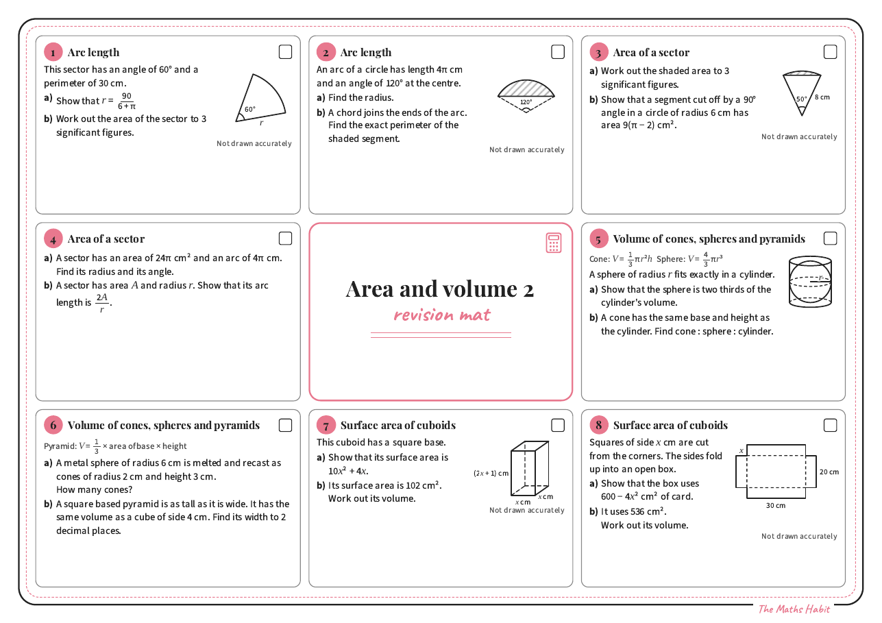 Revision mat: area and volume 2, Extend, first page