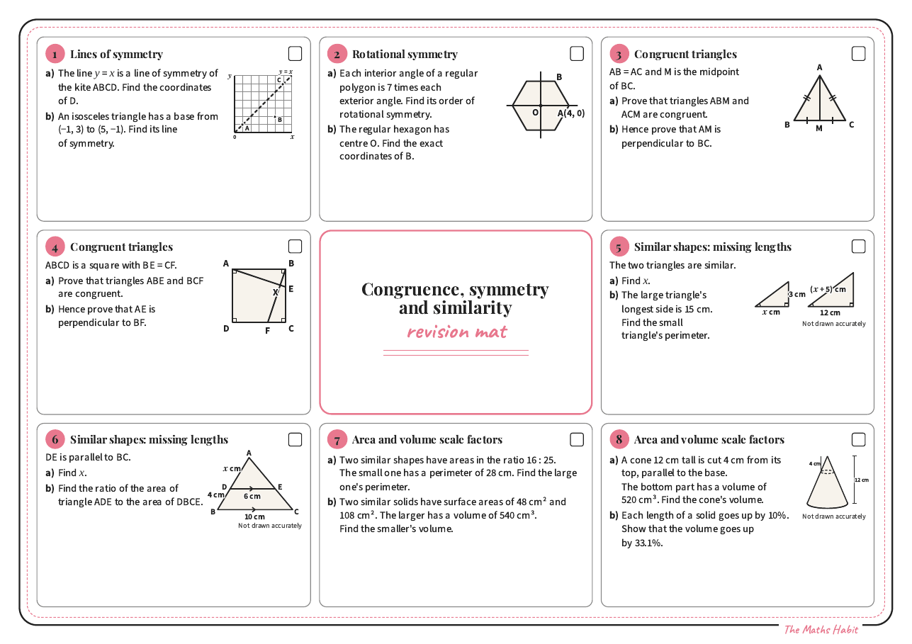 Revision mat: congruence, symmetry and similarity, Extend, first page