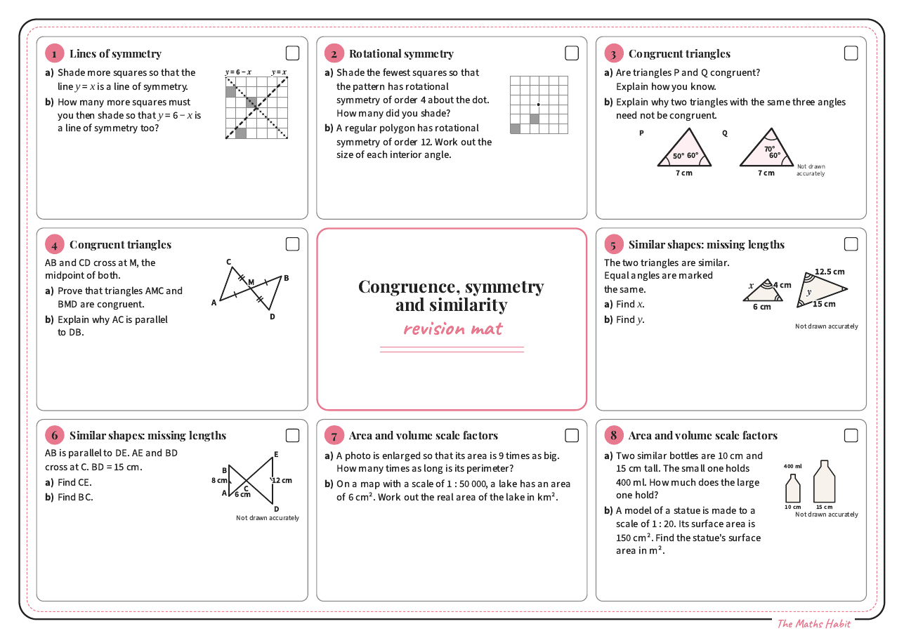 Revision mat: congruence, symmetry and similarity, Stretch, first page