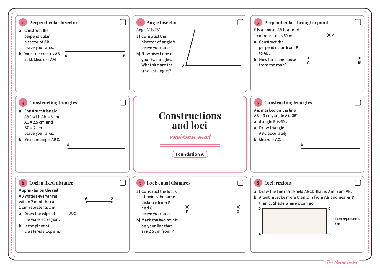 Revision mat: constructions and loci, Foundation A, first page