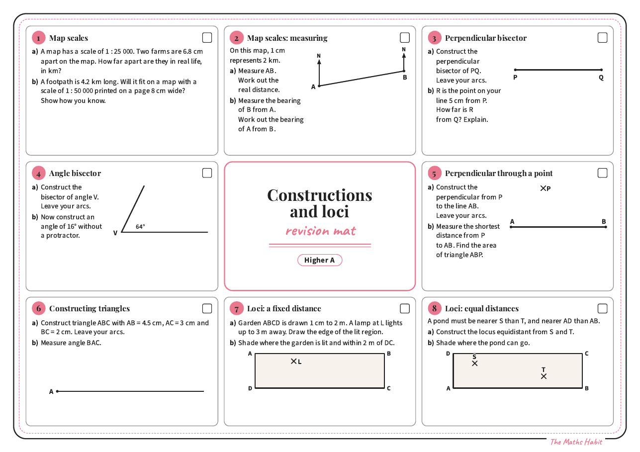 Revision mat: constructions and loci, Higher A, first page