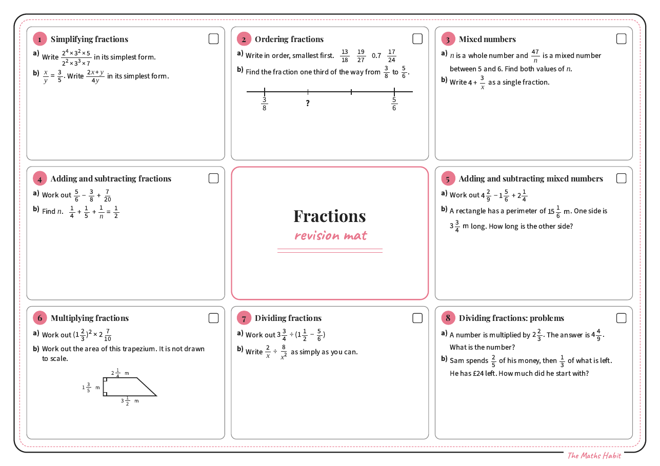 Revision mat: fractions, Extend, first page