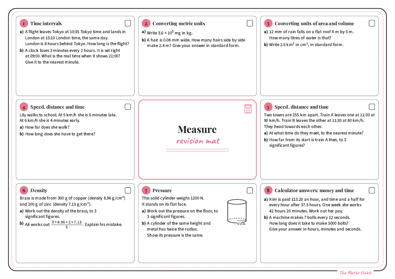 Revision mat: measure, Extend, first page