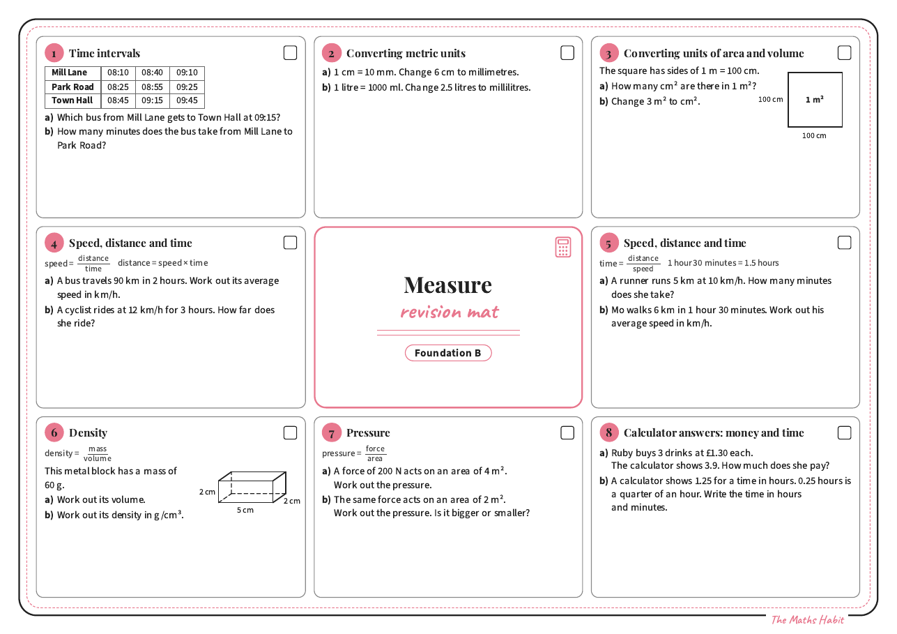 Revision mat: measure, Foundation B, first page