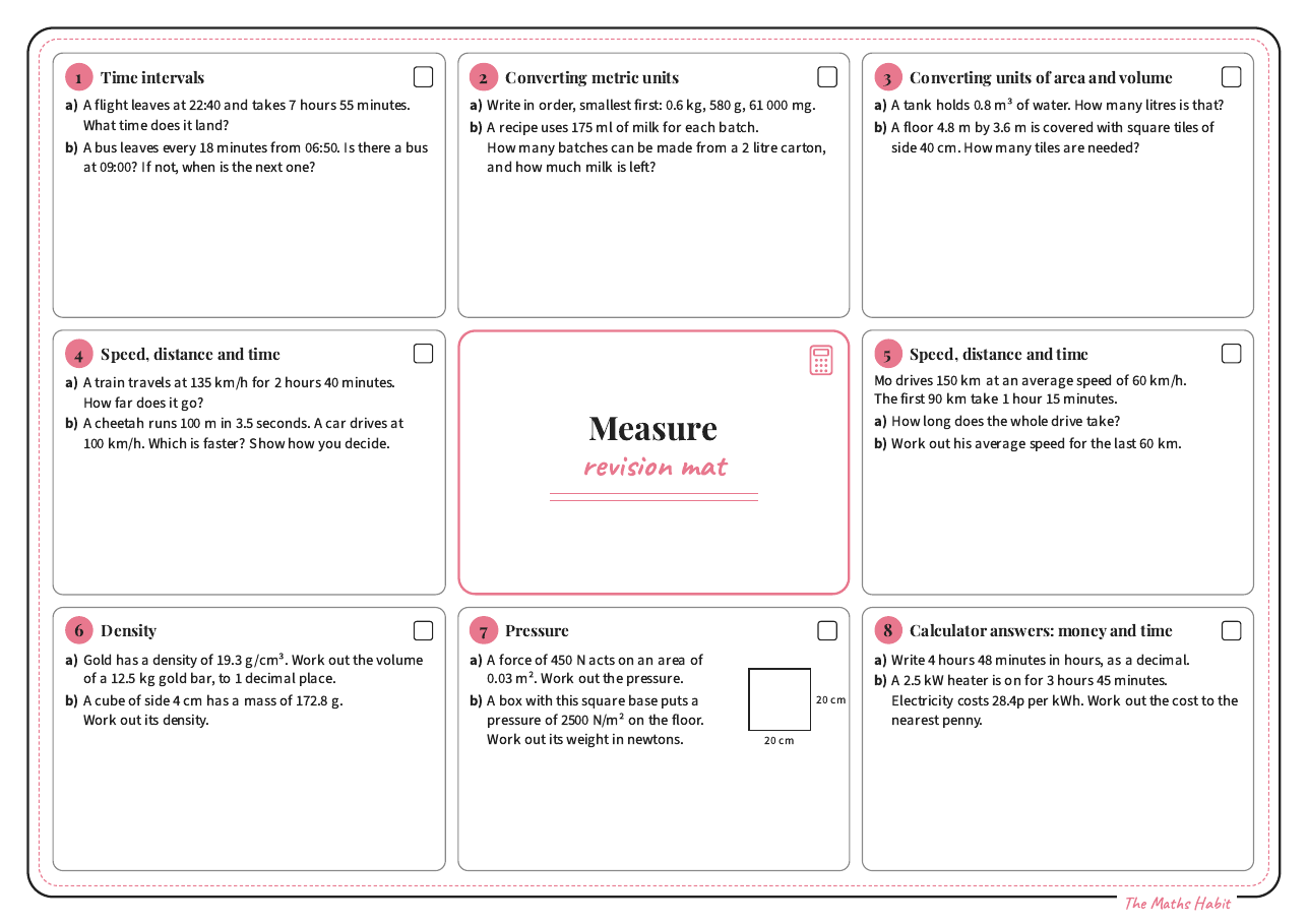 Revision mat: measure, Stretch, first page