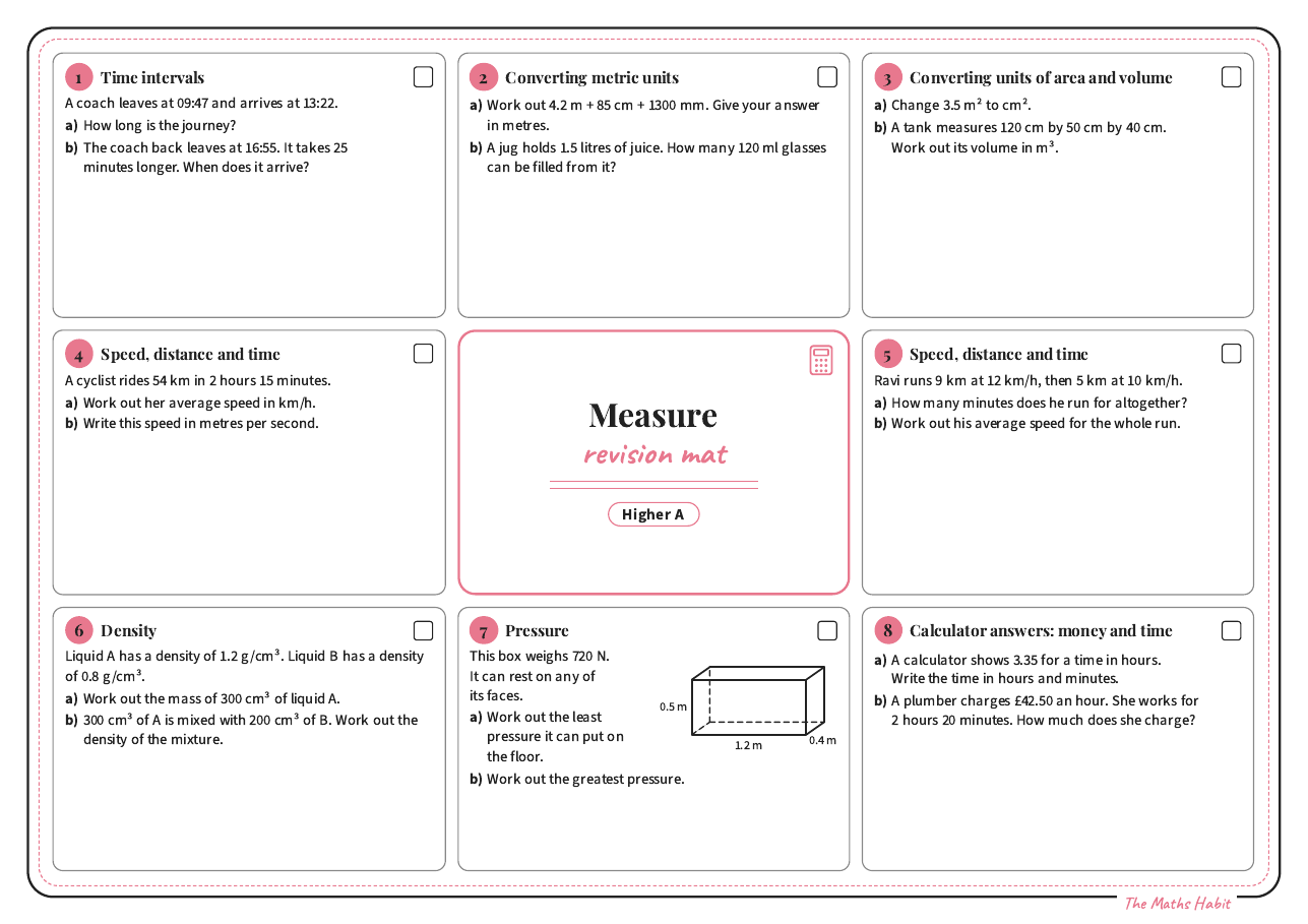 Revision mat: measure, Higher A, first page
