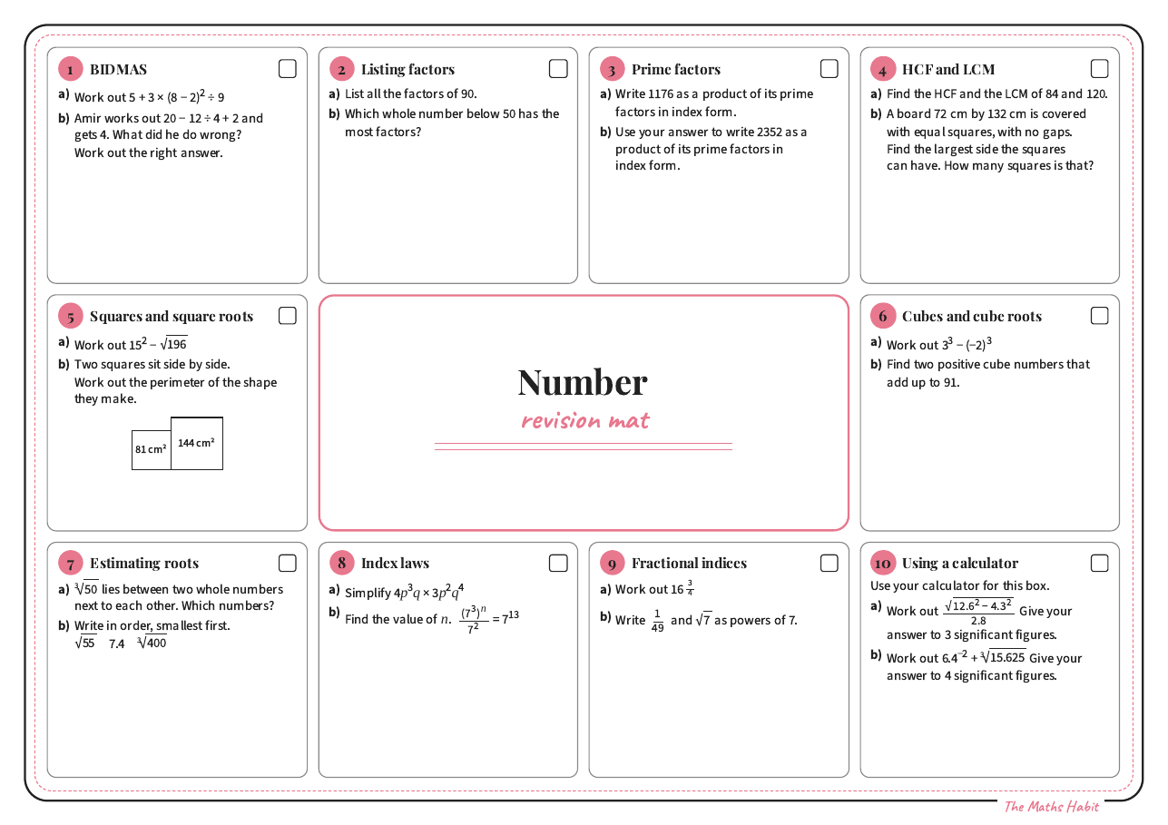 Revision mat: number, Stretch, first page