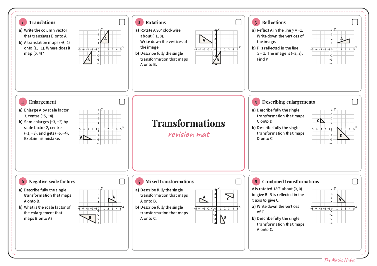 Revision mat: transformations, Stretch, first page