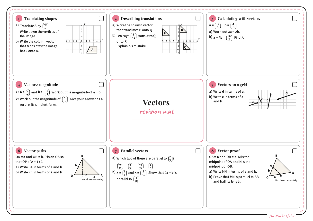 Revision mat: vectors, Stretch, first page