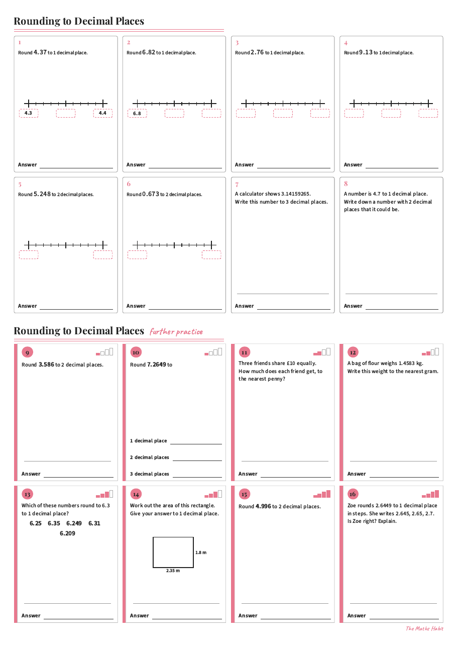 Rounding to decimal places, first page
