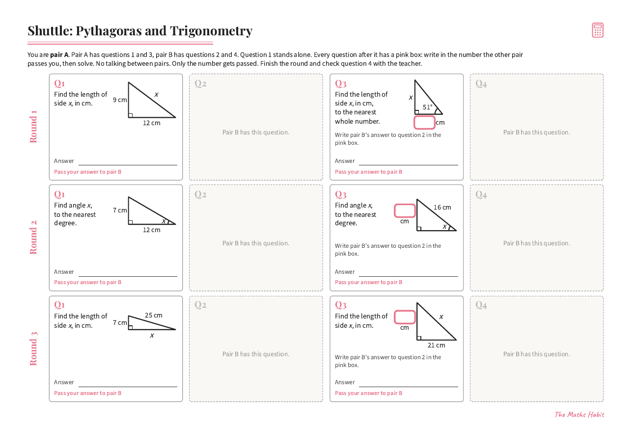 Shuttle: Pythagoras and trigonometry, first page