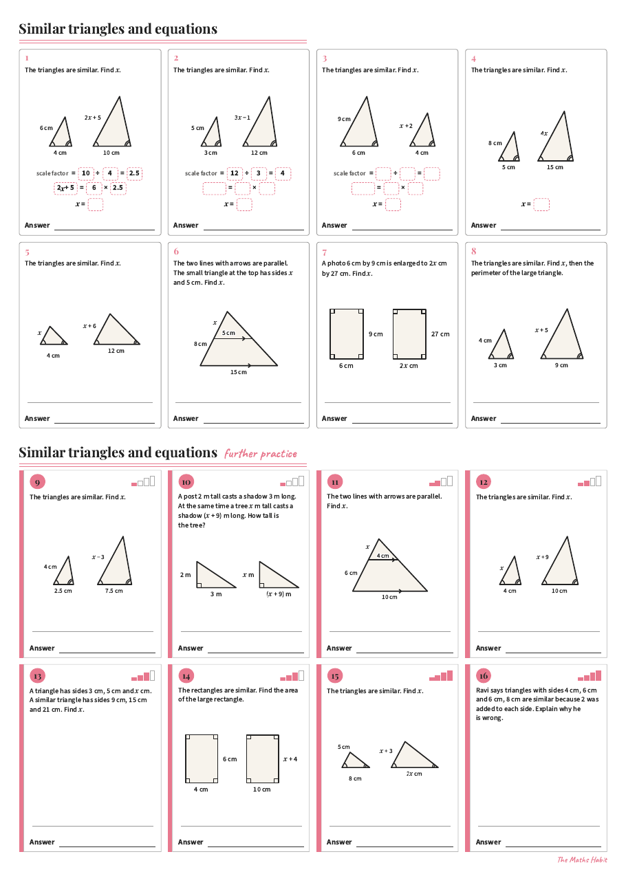 Similar triangles and equations, first page