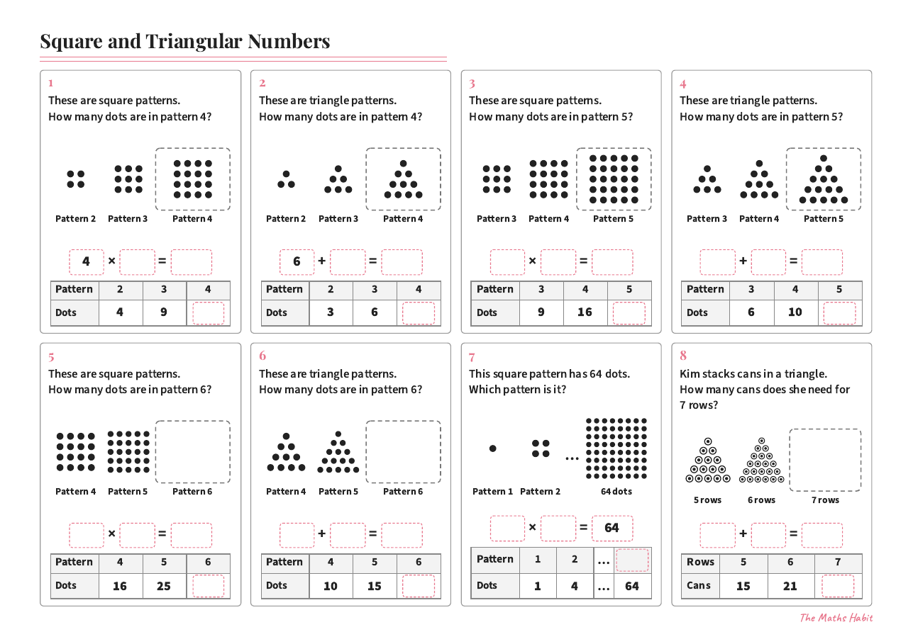 Square and triangular numbers, first page