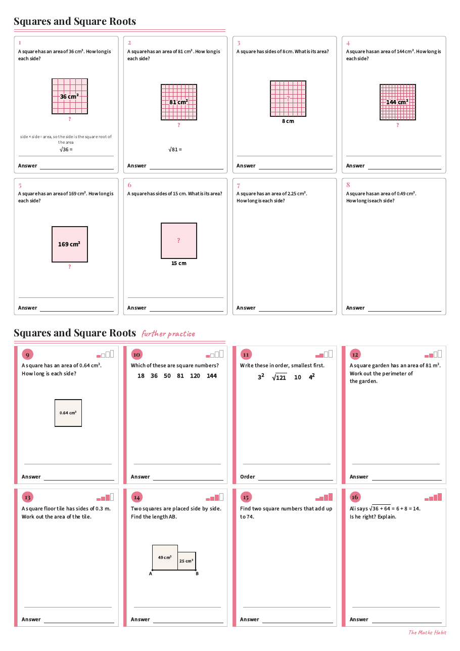 Squares and square roots, first page