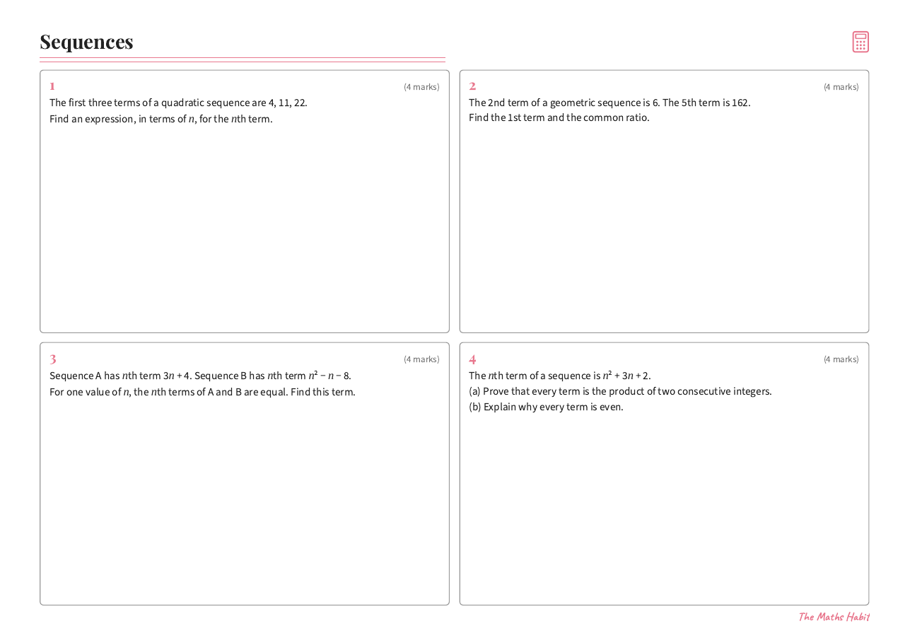 Sequences, first page