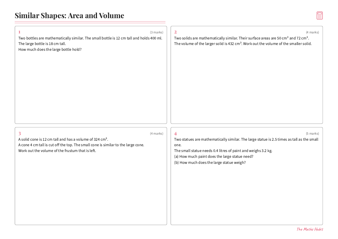 Similar shapes: area and volume, first page