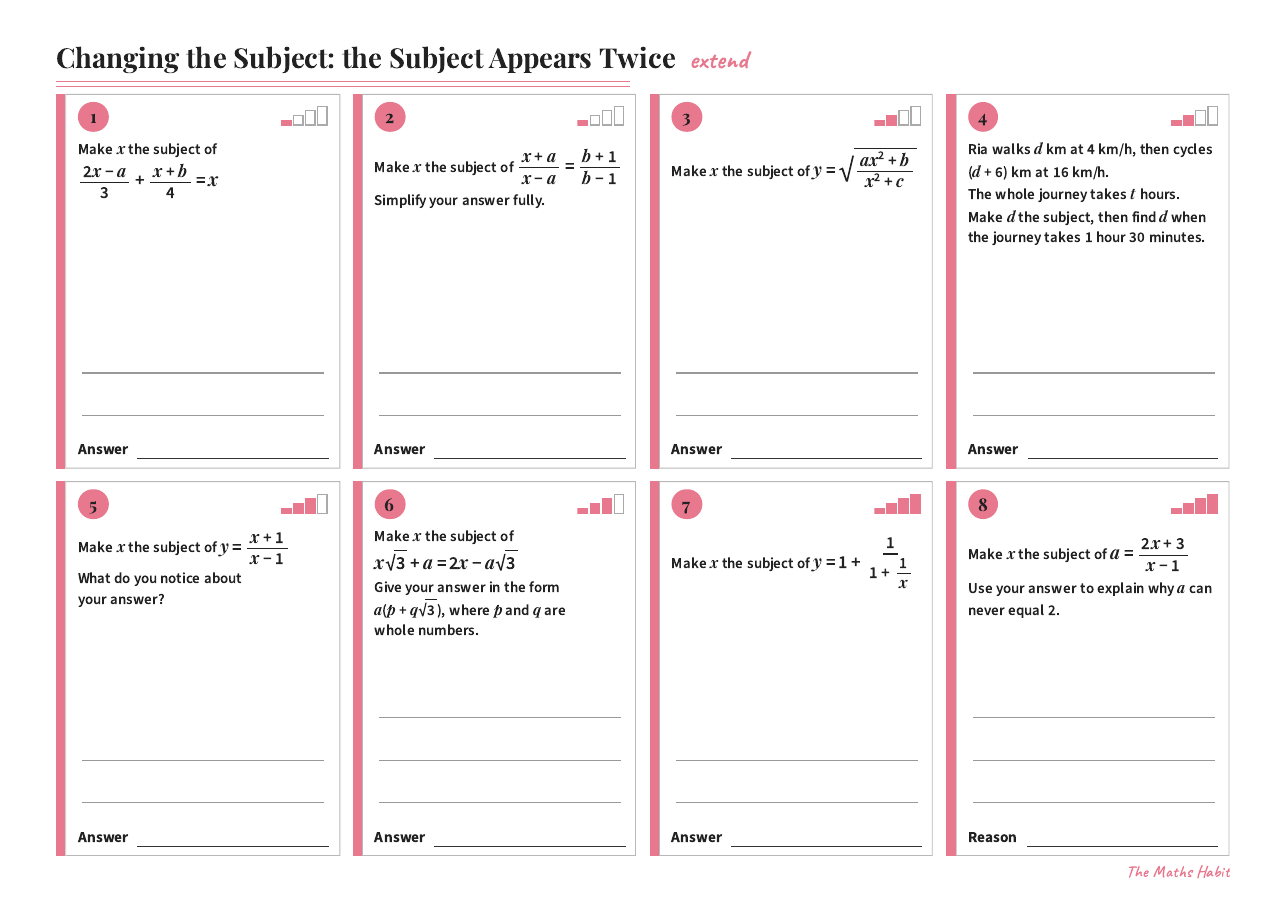 Changing the subject: the subject appears twice, Extend, first page