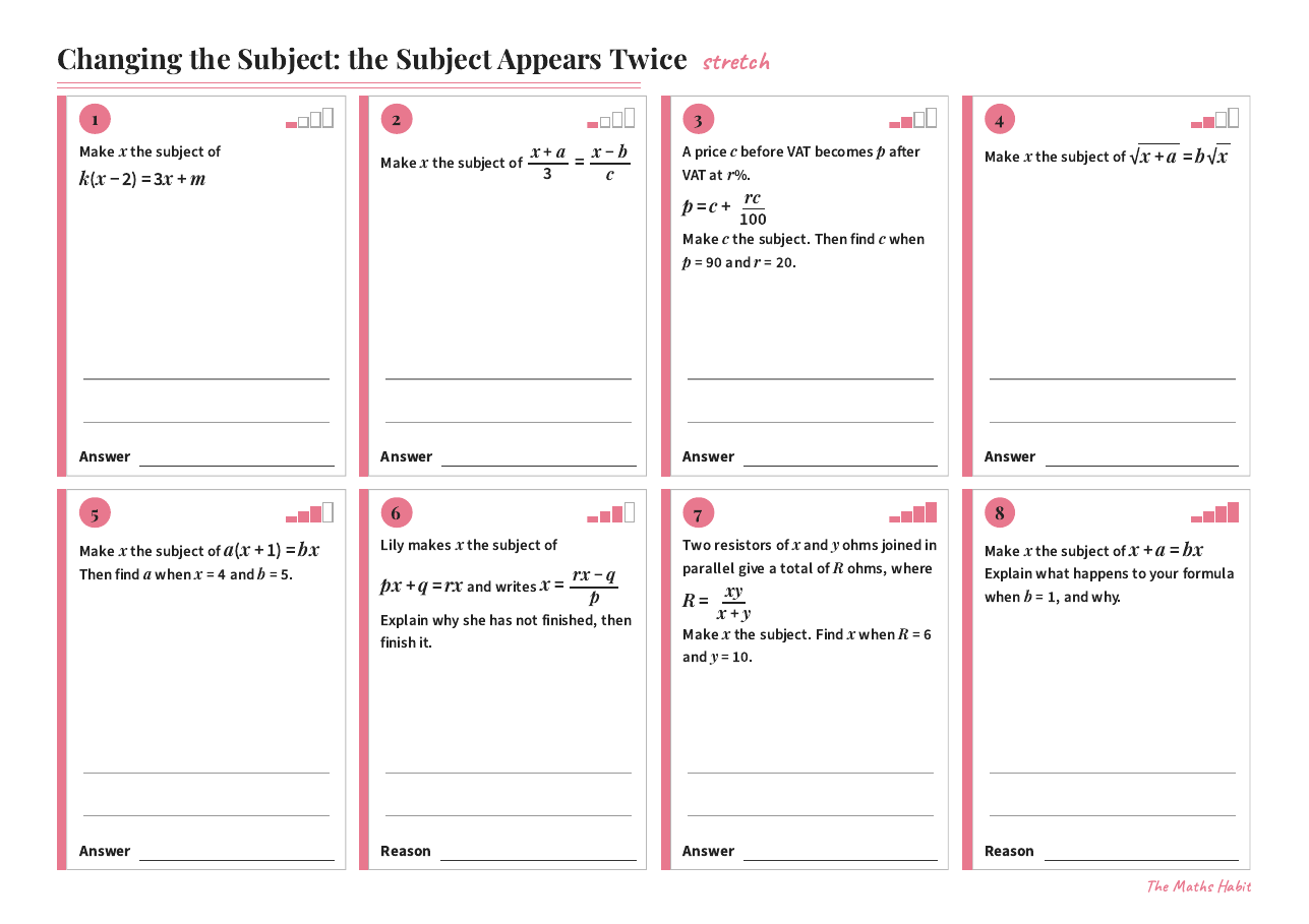 Changing the subject: the subject appears twice, Stretch, first page
