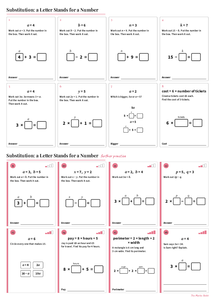 Substitution: a letter stands for a number, first page