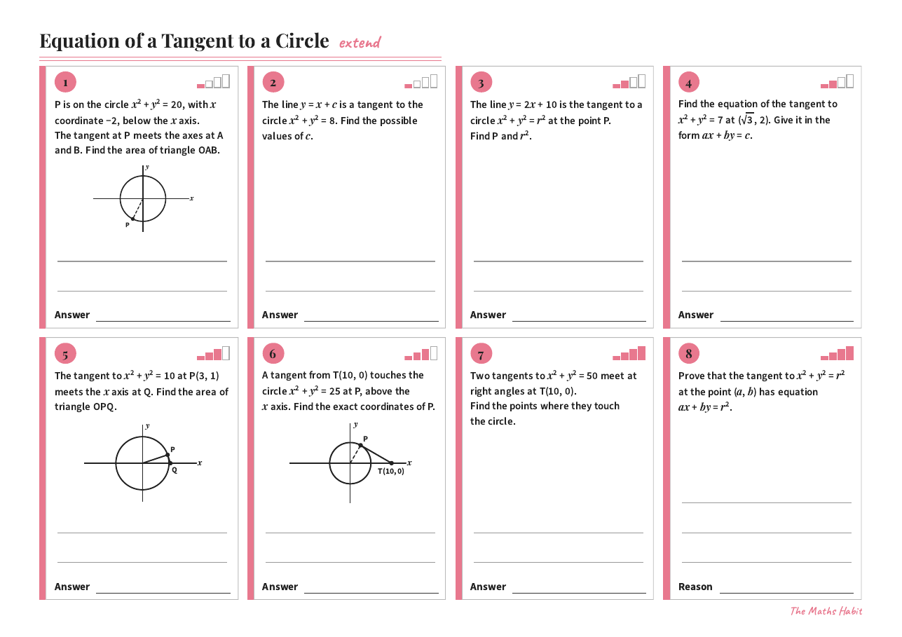 Equation of a tangent to a circle, Extend, first page