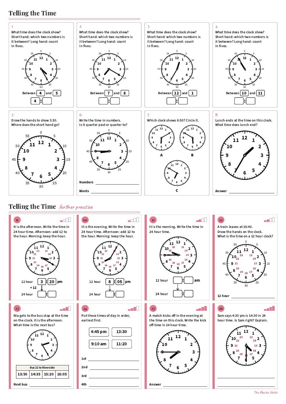 Telling the time, first page