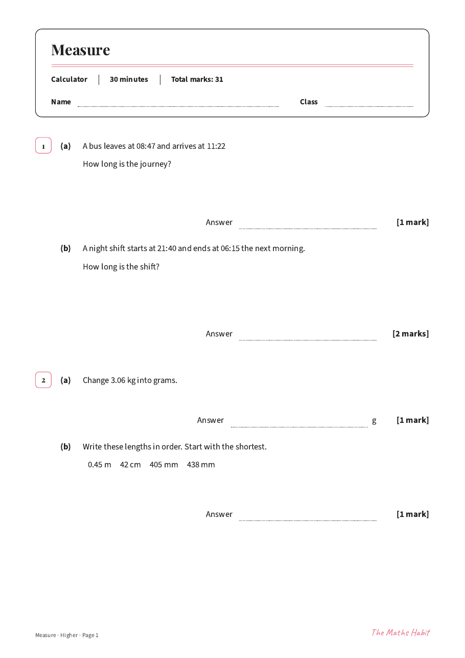 Measure test: Higher, first page