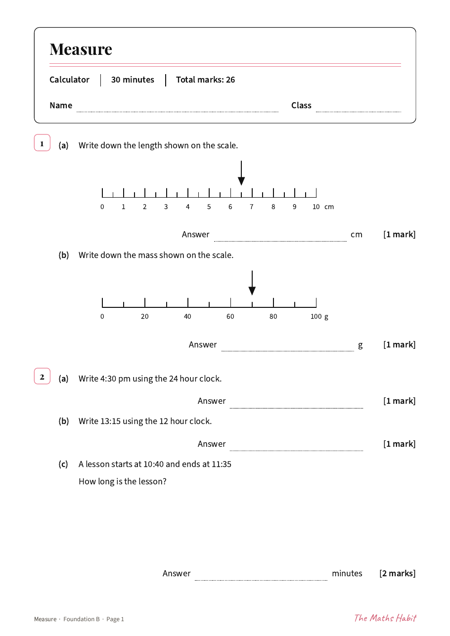 Measure test: Foundation B, first page