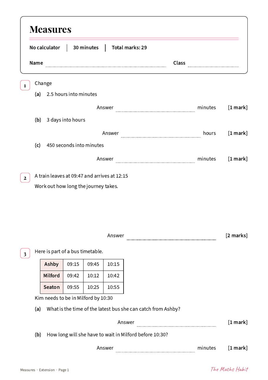 Measures test: Extension, first page