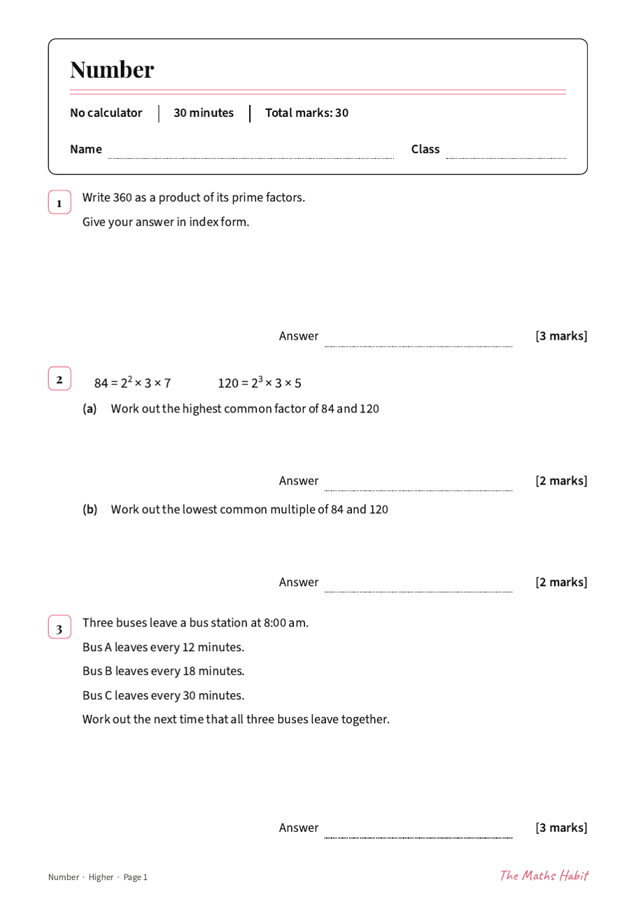 Number test: Higher, first page
